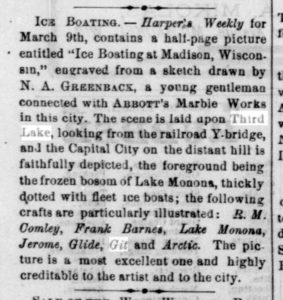 Iceboating Madison 1878 Harpers